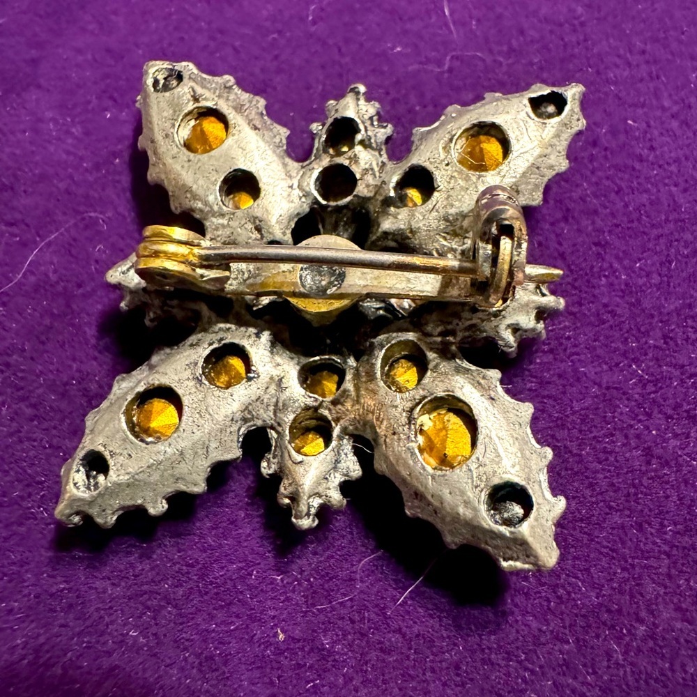 Vintage Square Rhinestone Silver Tone Brooch - Picture 3 of 5